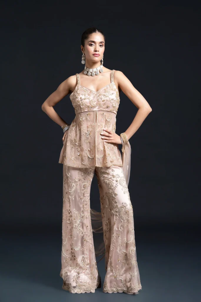 Peach Pink Sharara Set