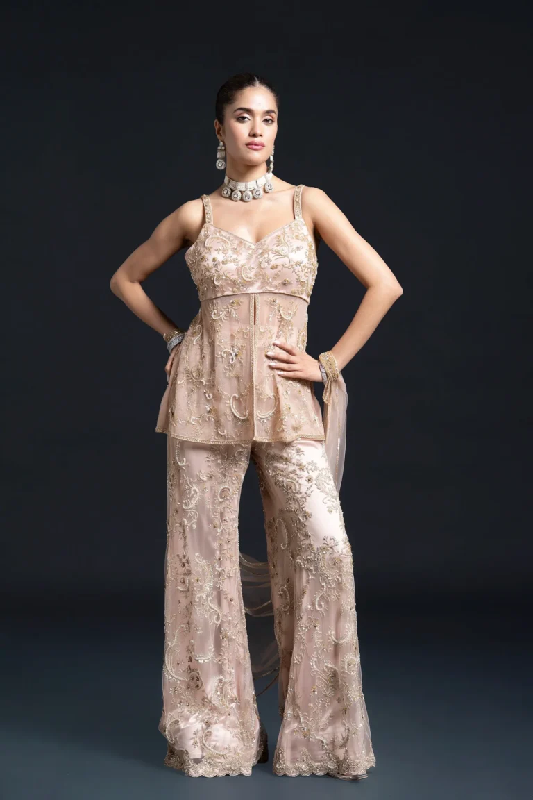 Peach Pink Sharara Set