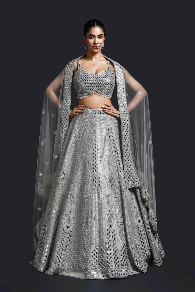 Sage Green Mirror Work Lehenga