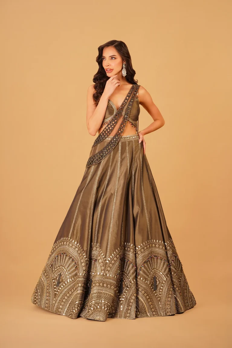 Olive Green Dabka Lehenga (6)
